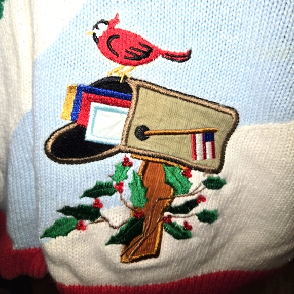 Quacker Factory VTG Blue & Red Front & Back Americana Christmas Cardigan Size 1X - Picture 8 of 12